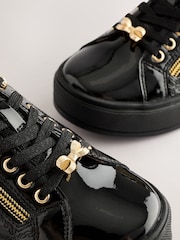 Baker by Ted Baker Girls School Patent Black Trainers with Bow Charm - Bild 4 von 6
