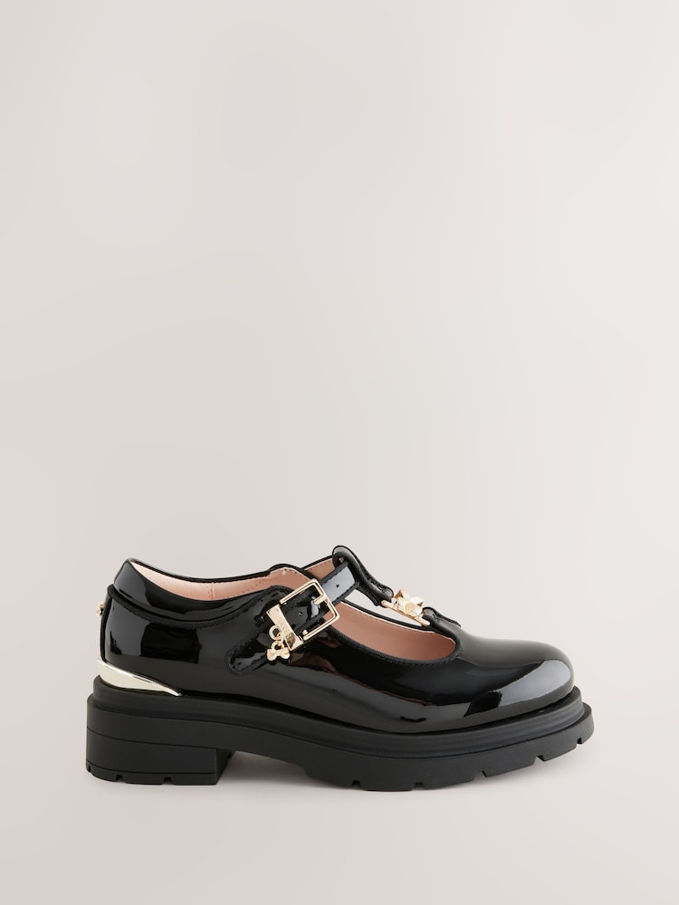 Baker by Ted Baker Girls Back to School Patent T-Bar Chunky Mary Jane Black Shoes - Image 2 of 6