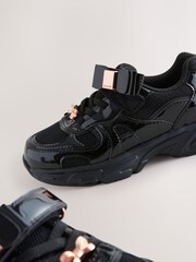 Baker by Ted Baker Girls Back to School Patent Tech Black Trainers with Bow - Image 4 of 6