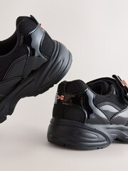 Baker by Ted Baker Girls Back to School Patent Tech Black Trainers with Bow - Image 5 of 6