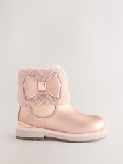 Baker by Ted Baker Girls Faux Fur Cuff Boots with Bow - Image 1 of 7
