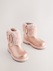 Baker by Ted Baker Girls Faux Fur Cuff Boots with Bow - Image 2 of 7