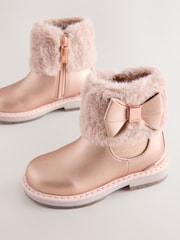 Baker by Ted Baker Girls Faux Fur Cuff Boots with Bow - Image 3 of 7