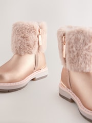 Baker by Ted Baker Girls Faux Fur Cuff Boots with Bow - Image 4 of 7