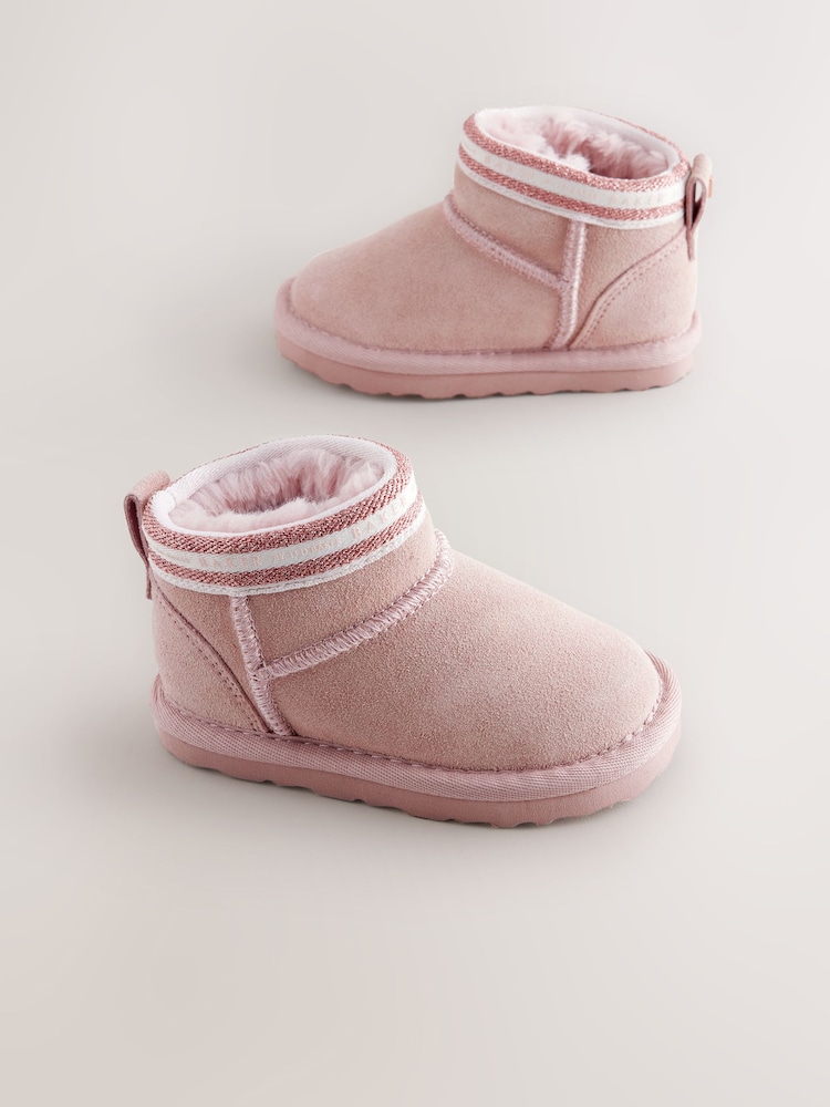 Baker by Ted Baker Girls Cosy Suede Branded Tape Slipper Boots - Image 1 of 5