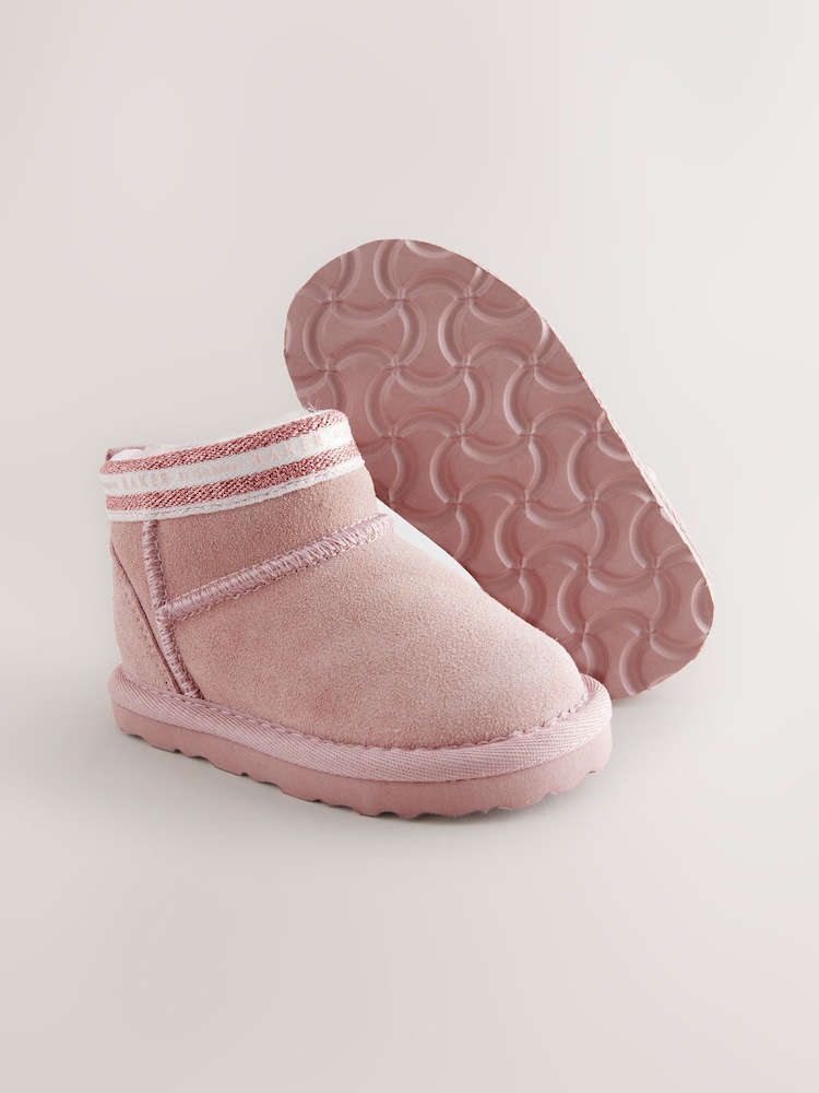 Baker by Ted Baker Girls Cosy Suede Branded Tape Slipper Boots - Image 5 of 5