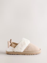 Baker by Ted Baker Girls Suede Faux Fur Mule Slippers with Bow - Image 2 of 5