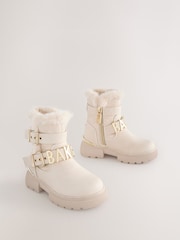 Baker by Ted Baker Girls Buckled Faux Fur Trim Chunky Boots - Image 1 of 5