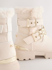 Baker by Ted Baker Girls Buckled Faux Fur Trim Chunky Boots - Image 3 of 5