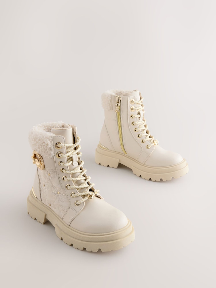 Baker by Ted Baker Girls Embossed Lace-Up Chunky Boots - Image 1 of 8 Baker by Ted Baker Girls Embossed Lace-Up Chunky Boots - Image 1 of 8