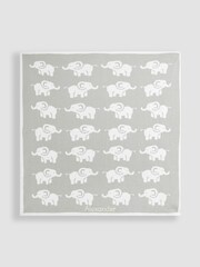 JoJo Maman Bébé Personalised Grey Elephant Knitted Shawl - Image 1 of 6