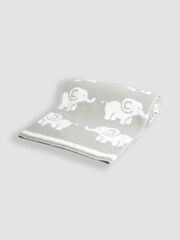 JoJo Maman Bébé Personalised Grey Elephant Knitted Shawl - Image 2 of 6