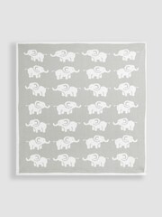 JoJo Maman Bébé Personalised Grey Elephant Knitted Shawl - Image 3 of 6