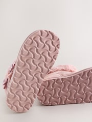 Baker by Ted Baker Girls Faux Fur Cuff Boot Slippers with Bow - Image 4 of 4