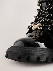 Baker by Ted Baker Girls Embossed Lace Up Chunky Black Boots - Image 5 of 7