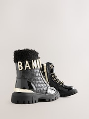 Baker by Ted Baker Girls Embossed Lace Up Chunky Black Boots - Image 6 of 7