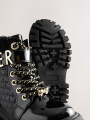Baker by Ted Baker Girls Embossed Lace Up Chunky Black Boots - Image 7 of 7
