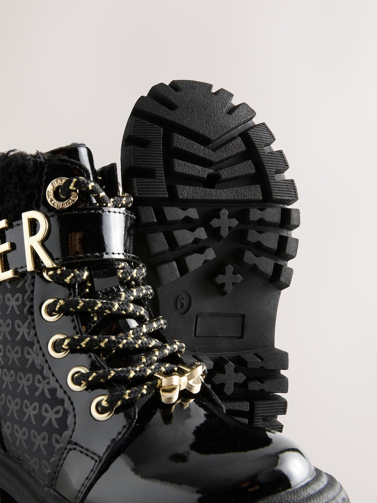 Baker by Ted Baker Girls Embossed Lace Up Chunky Black Boots - Image 7 of 7