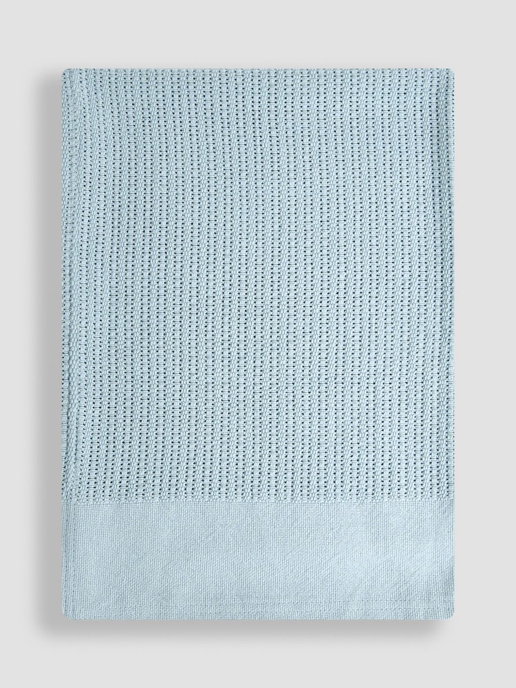 JoJo Maman Bébé Personalised Blue Woven Cellular Blanket - Image 2 of 3 JoJo Maman Bébé Personalised Blue Woven Cellular Blanket - Image 2 of 3