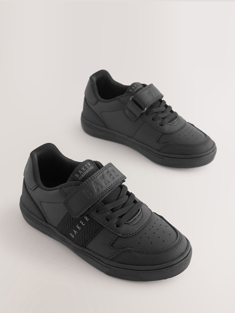 Baker by Ted Baker Boys Back to School Black Branded Tape Trainers - Image 1 of 5 Baker by Ted Baker Boys Back to School Black Branded Tape Trainers - Image 1 of 5