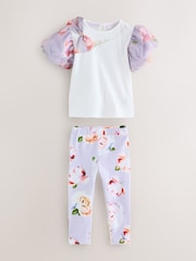Baker by Ted Baker Organza Sleeve Bow Detail Top & Legging 2 Piece Set - Slika 1 iz 8