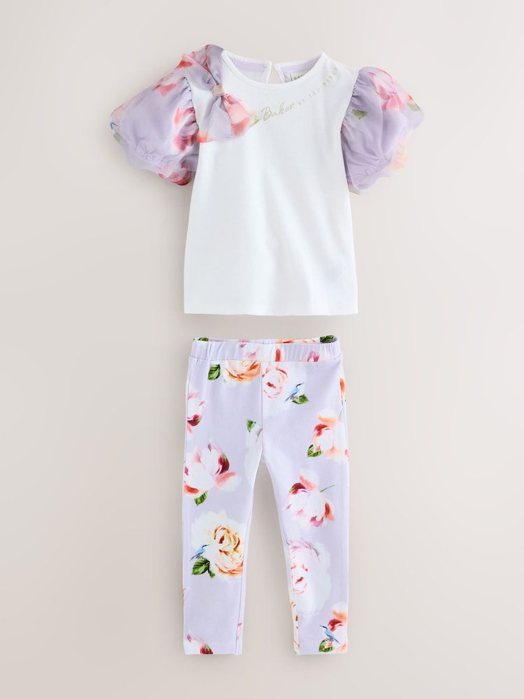 Baker by Ted Baker Organza Sleeve Bow Detail Top & Legging 2 Piece Set - Slika 1 iz 8