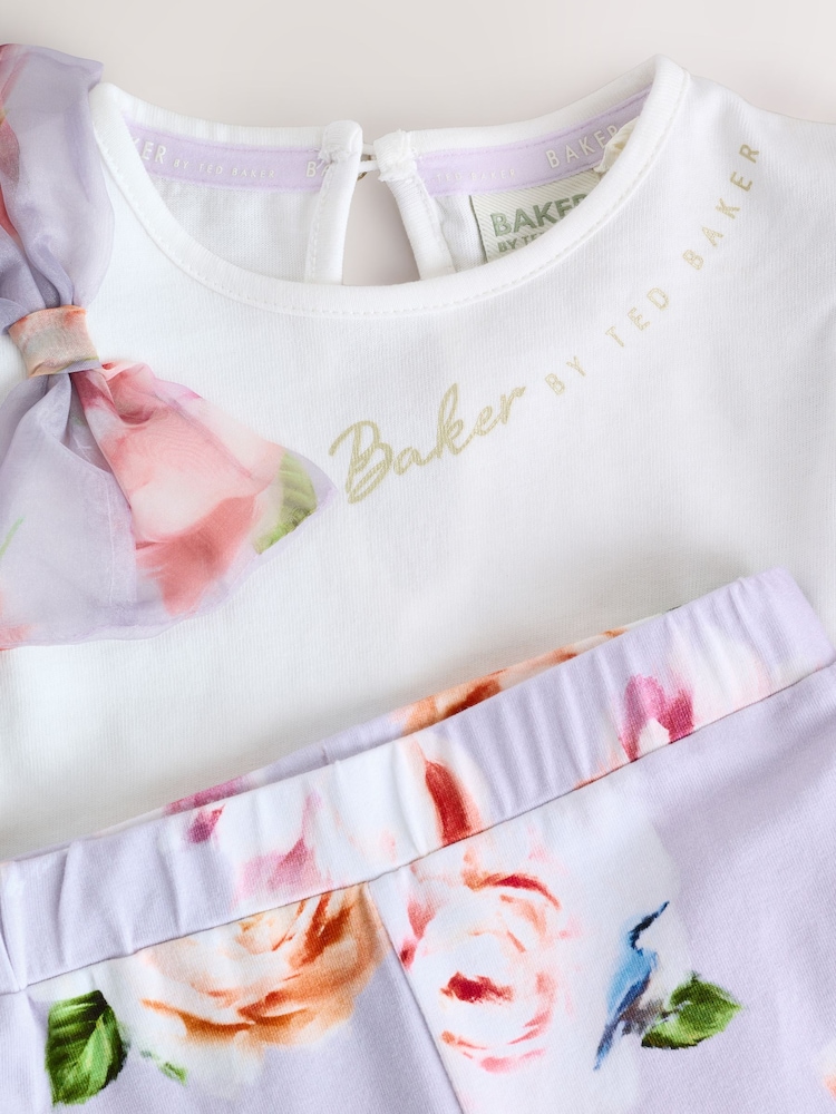Baker by Ted Baker Organza Sleeve Bow Detail Top & Legging 2 Piece Set - Slika 2 iz 8