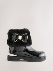 Baker by Ted Baker Girls Faux Fur Cuff Boots with Bow - Image 1 of 7