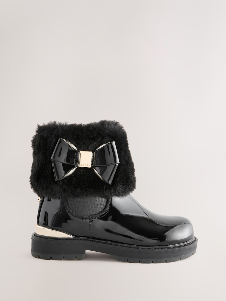 Baker by Ted Baker Girls Faux Fur Cuff Boots with Bow - Image 1 of 7