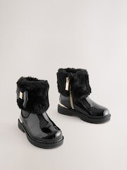 Baker by Ted Baker Girls Faux Fur Cuff Boots with Bow - Image 2 of 7