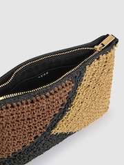 Reiss Tan Faith Raffia Colour-Block Cross-Body Bag - Image 3 of 5