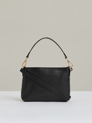Reiss Tan Faith Raffia Colour-Block Cross-Body Bag - Image 4 of 5