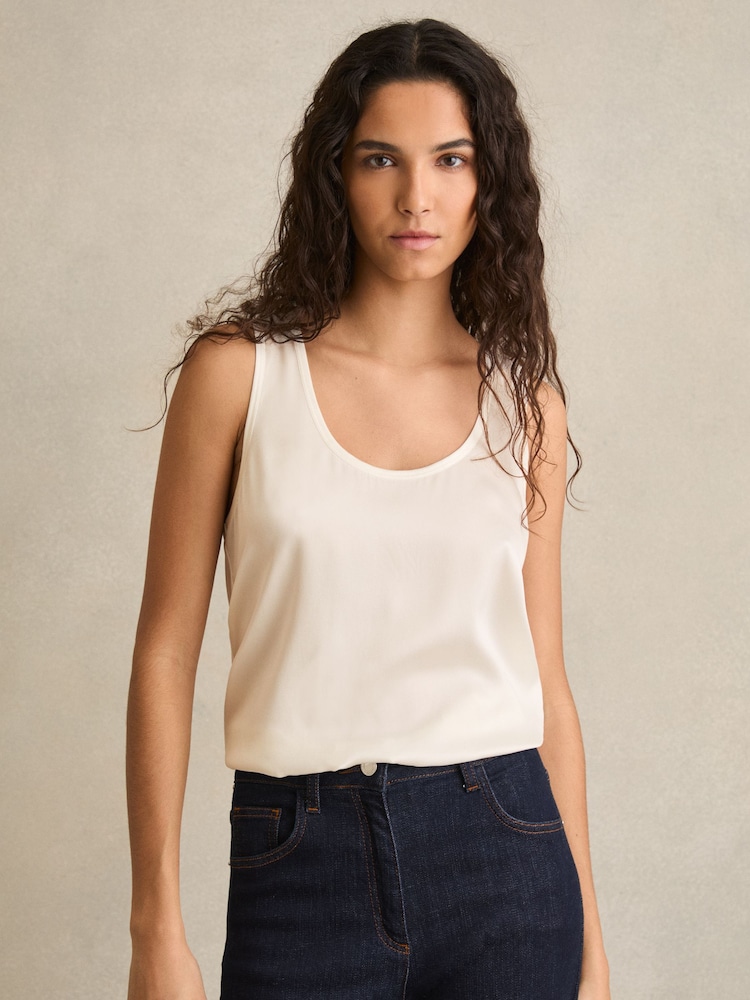 Reiss White Ruby Silk-Front Cami Top - Image 1 of 6