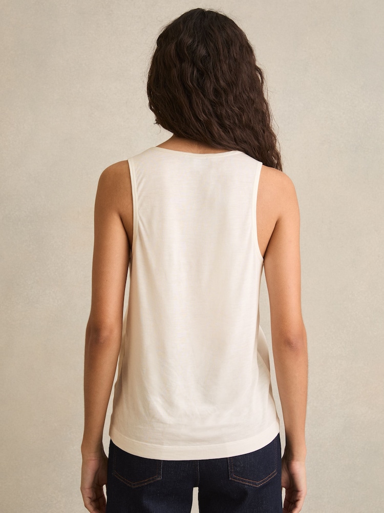 Reiss White Ruby Silk-Front Cami Top - Image 5 of 6