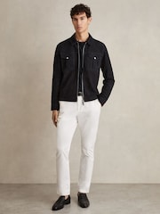 Reiss Navy Belle Suede Zip-Through Jacket - Image 1 of 6