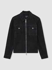 Reiss Navy Belle Suede Zip-Through Jacket - Image 2 of 6