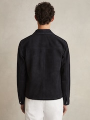 Reiss Navy Belle Suede Zip-Through Jacket - Image 5 of 6