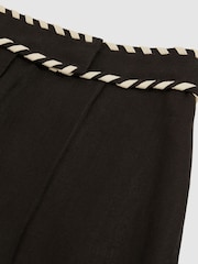 Reiss Black Fawn Linen Whipstitch Shorts - Image 6 of 6