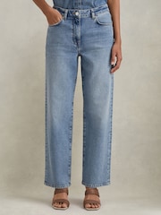 Reiss Light Blue Selin Mid Rise Straight Leg Jeans - Image 3 of 6