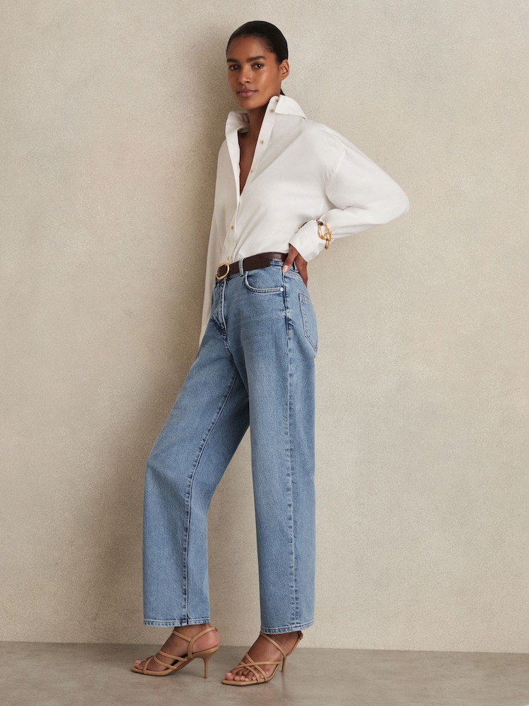 Reiss Light Blue Selin Mid Rise Straight Leg Jeans - Image 6 of 6