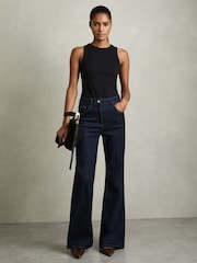 Reiss Black Betty Stretch-Cotton Racerback Vest - Image 3 of 6