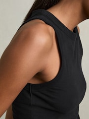 Reiss Black Betty Stretch-Cotton Racerback Vest - Image 4 of 6