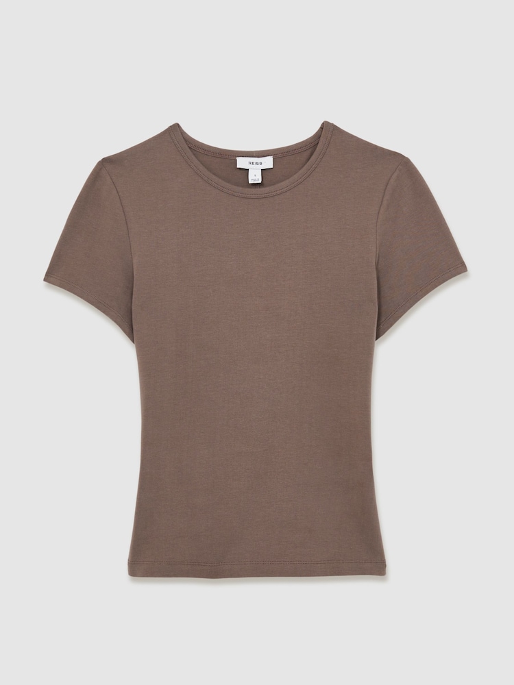 Reiss Mink Jolie Stretch-Cotton Crew-Neck T-Shirt - Image 2 of 6