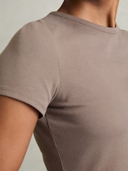 Reiss Mink Jolie Stretch-Cotton Crew-Neck T-Shirt - Image 4 of 6