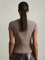 Reiss Mink Jolie Stretch-Cotton Crew-Neck T-Shirt - Image 5 of 6