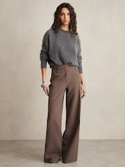 Reiss Mink Neutral Heather Petite Palazzo Tailored Trousers - Image 1 of 7