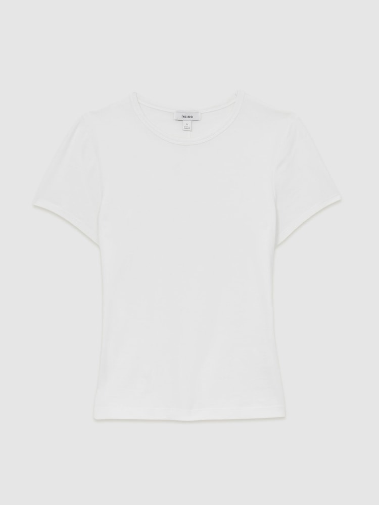 Blanco - Reiss Jolie Stretch-Cotton Crew-Neck T-Shirt - Imagen 2 de 6