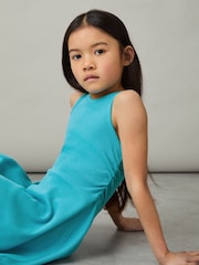 Reiss Teal Eliza Jersey Ruched Skater Dress - Image 3 of 4