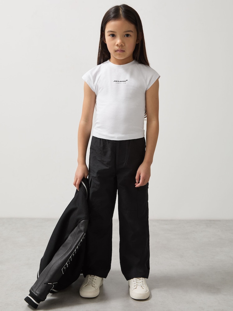 Reiss White Grace 9-13 yrs McLaren F1 Team Cropped Logo T-Shirt - Image 1 of 5