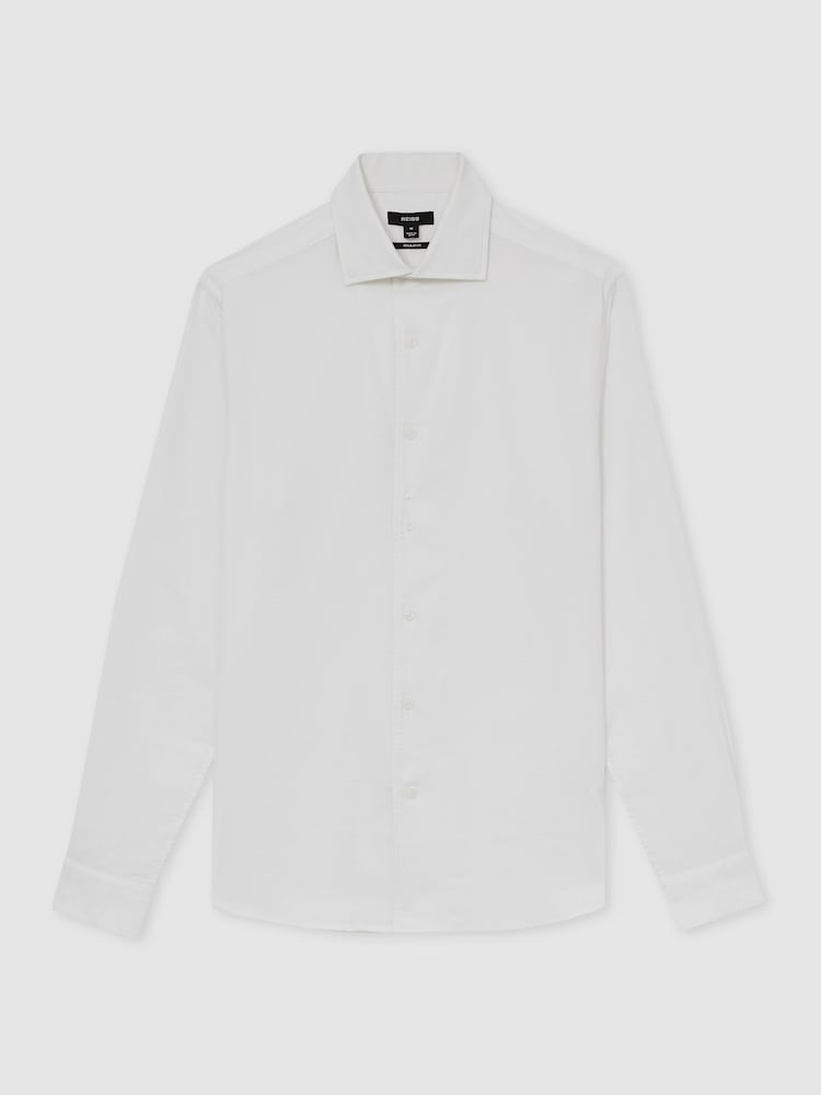 Reiss White Carvalho Cotton-Piqué Garment-Dyed Shirt - Image 2 of 6 Reiss White Carvalho Cotton-Piqué Garment-Dyed Shirt - Image 2 of 6